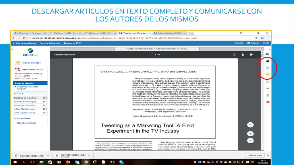 Descargar artículos en texto completo y comunicarse con los autores de los mismos