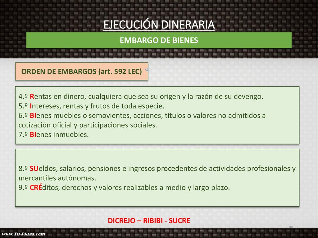 ORDEN DE EMBARGOS (art. 592 LEC) DICREJO – RIBIBI - SUCRE