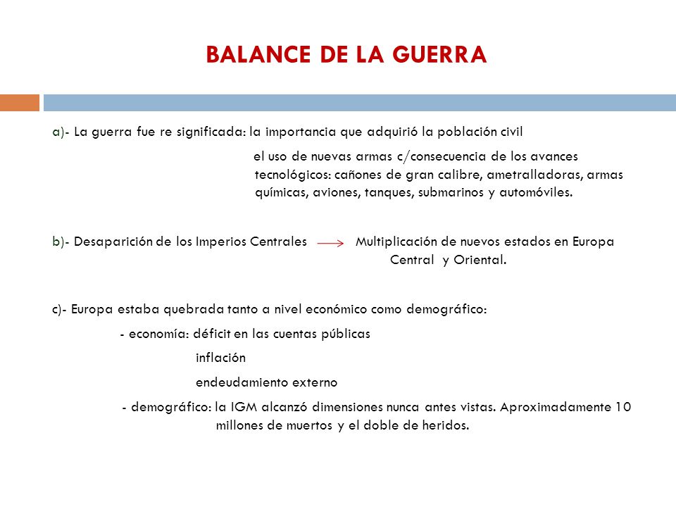 BALANCE DE LA GUERRA