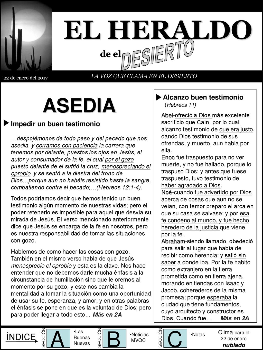EL HERALDO A B C ASEDIA DESIERTO de el ÍNDICE
