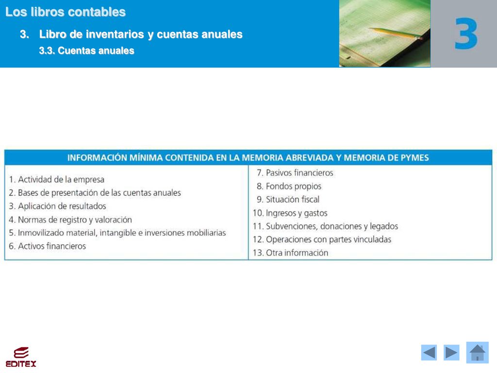 3. Libro de inventarios y cuentas anuales 3.3. Cuentas anuales