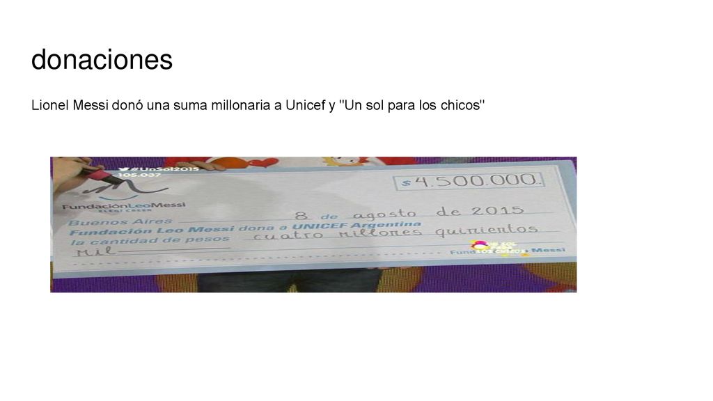 donaciones Lionel Messi donó una suma millonaria a Unicef y Un sol para los chicos