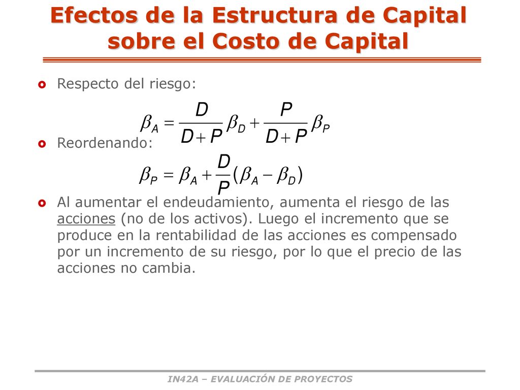 Efectos de la Estructura de Capital sobre el Costo de Capital