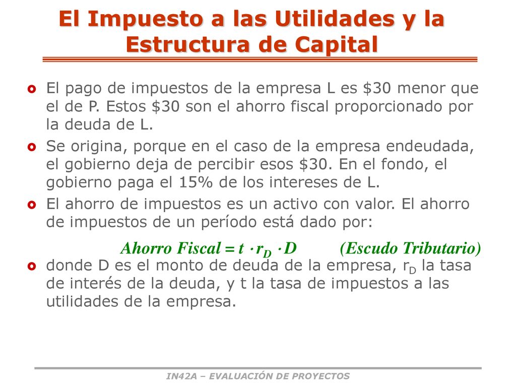 El Impuesto a las Utilidades y la Estructura de Capital