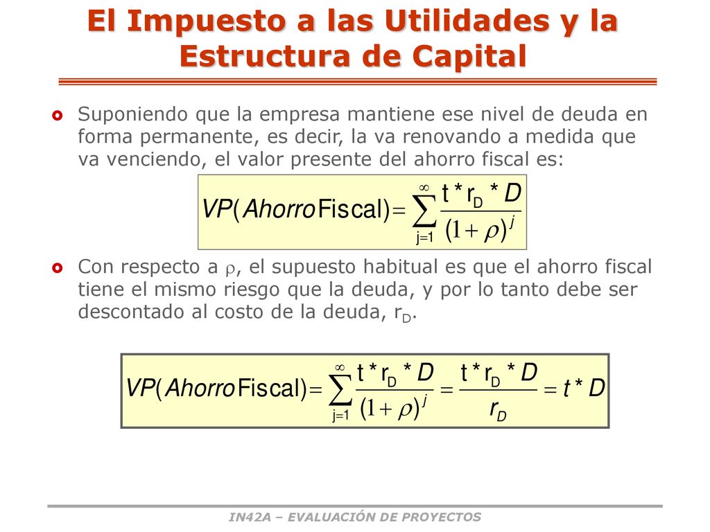 El Impuesto a las Utilidades y la Estructura de Capital