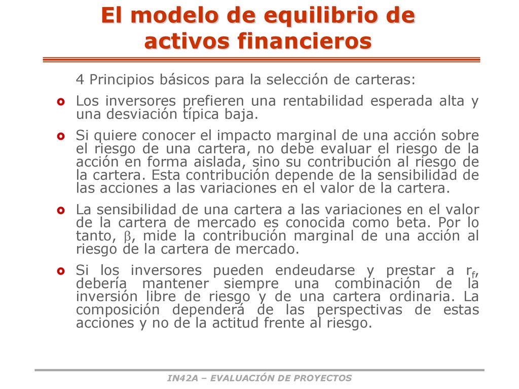 El modelo de equilibrio de activos financieros