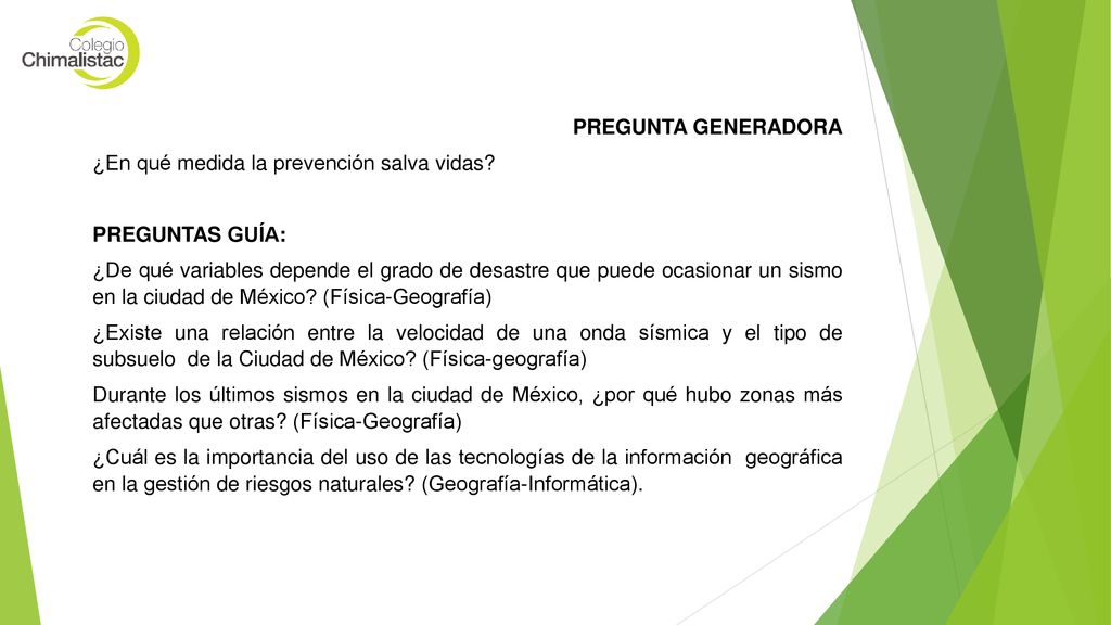 PREGUNTA GENERADORA ¿En qué medida la prevención salva vidas PREGUNTAS GUÍA: