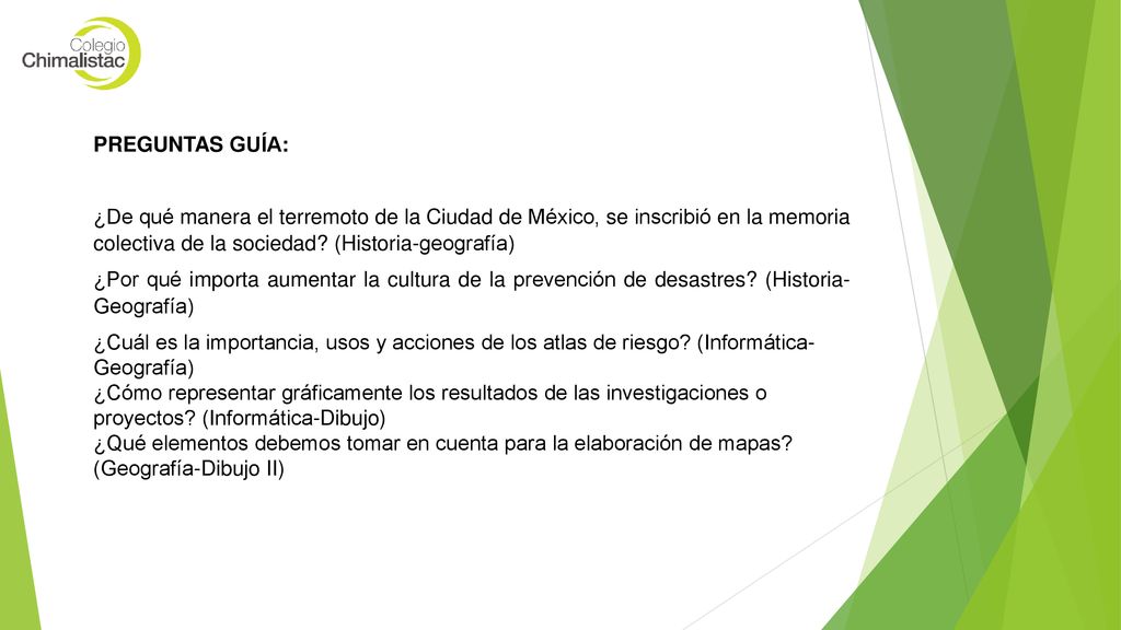 PREGUNTAS GUÍA: ¿De qué manera el terremoto de la Ciudad de México, se inscribió en la memoria colectiva de la sociedad (Historia-geografía)