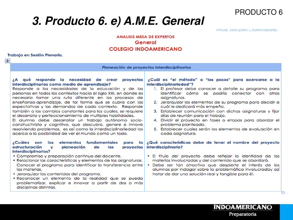 3. Producto 6. e) A.M.E. General
