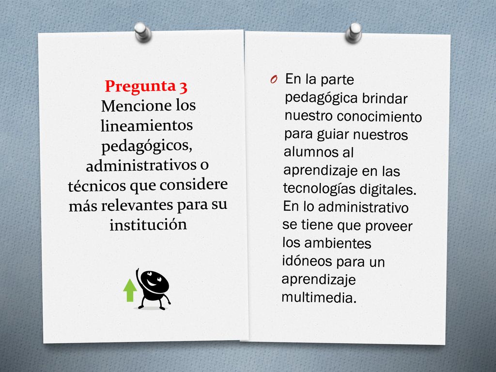 Pregunta 3 Mencione los lineamientos pedagógicos, administrativos o técnicos que considere más relevantes para su institución