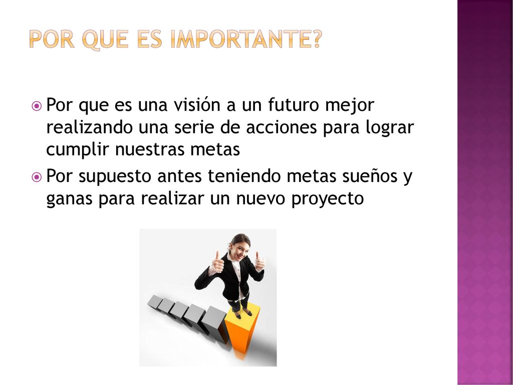Por que es importante Por que es una visión a un futuro mejor realizando una serie de acciones para lograr cumplir nuestras metas.
