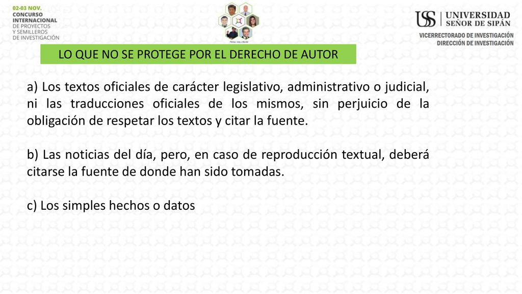 LO QUE NO SE PROTEGE POR EL DERECHO DE AUTOR