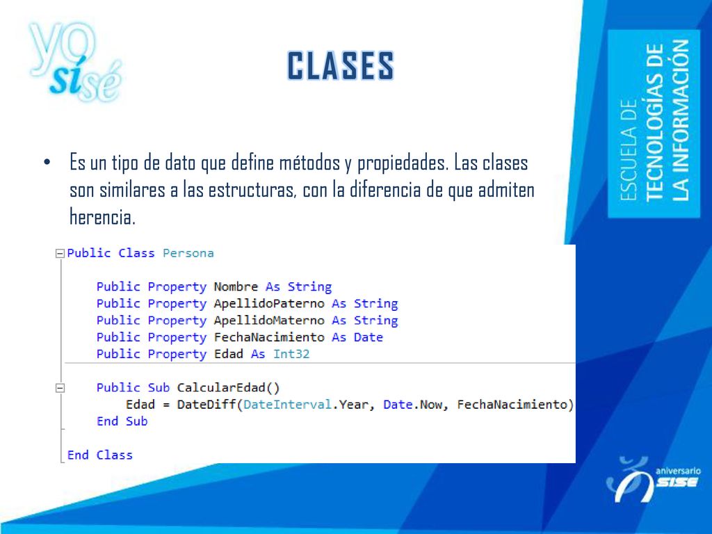 CLASES Es un tipo de dato que define métodos y propiedades.