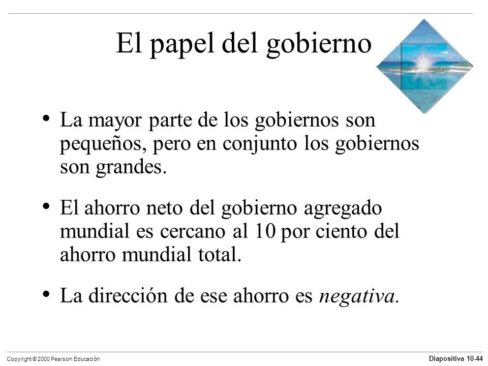 El papel del gobierno La mayor parte de los gobiernos son pequeños, pero en conjunto los gobiernos son grandes.