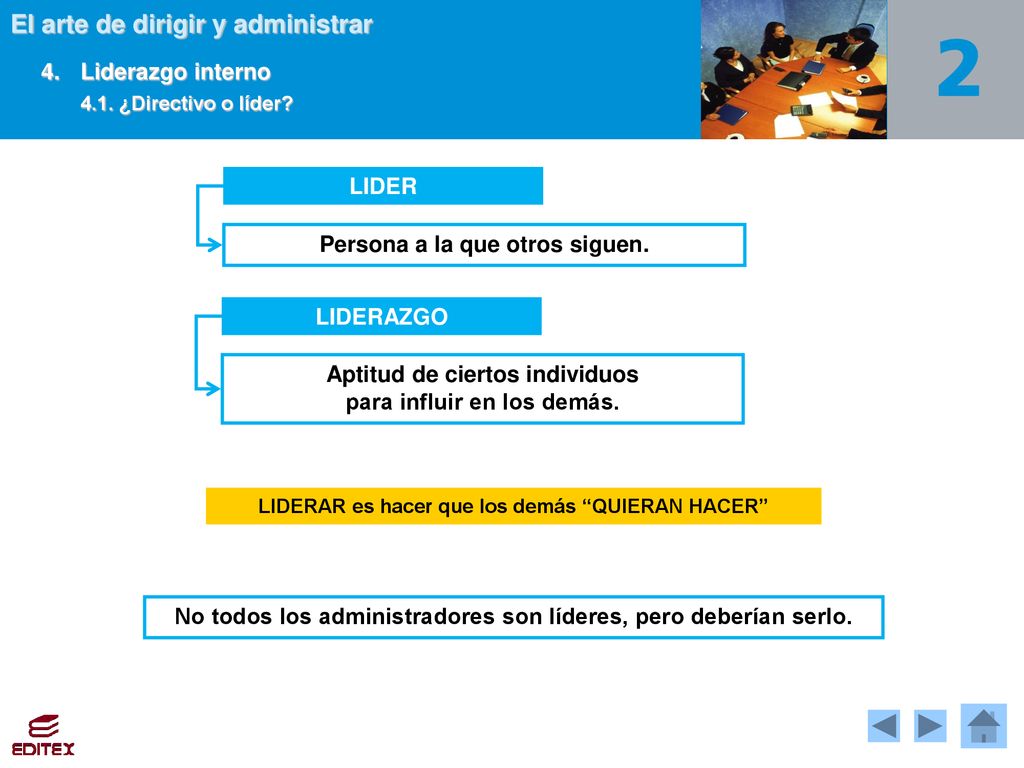4. Liderazgo interno LIDER Persona a la que otros siguen. LIDERAZGO