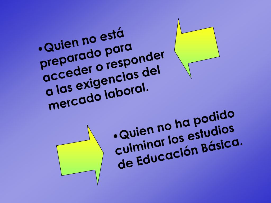 Quien no está preparado para acceder o responder a las exigencias del mercado laboral.