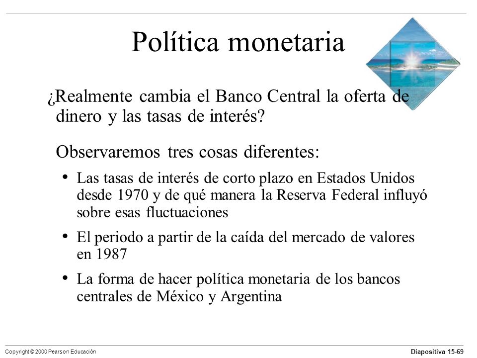 Política monetaria ¿Realmente cambia el Banco Central la oferta de dinero y las tasas de interés Observaremos tres cosas diferentes: