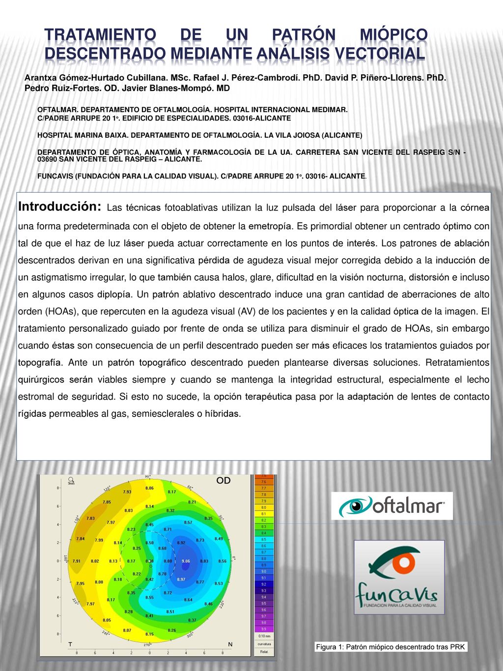 Tratamiento de un patrón miópico descentrado mediante análisis vectorial
