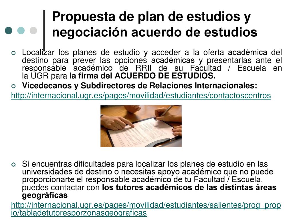 Propuesta de plan de estudios y negociación acuerdo de estudios