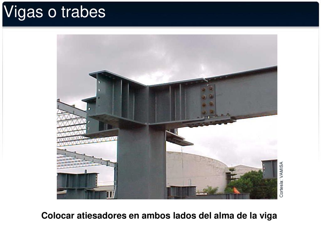 Colocar atiesadores en ambos lados del alma de la viga