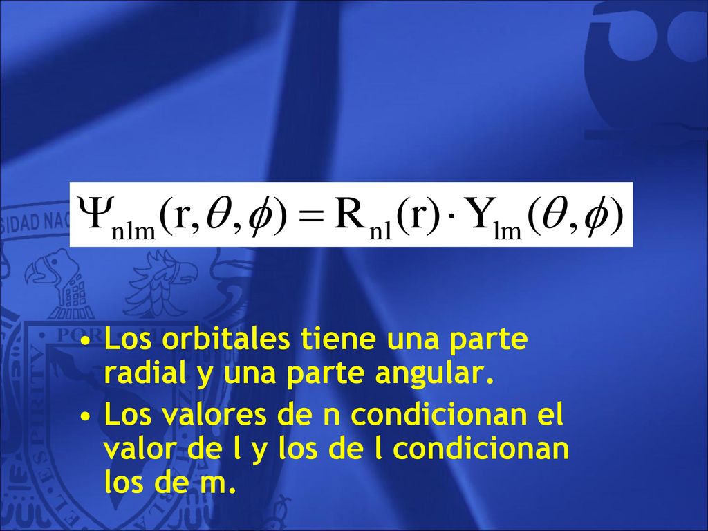 Los orbitales tiene una parte radial y una parte angular.