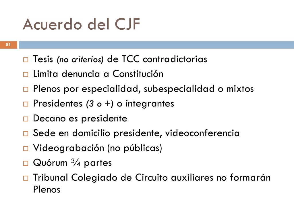 Acuerdo del CJF Tesis (no criterios) de TCC contradictorias