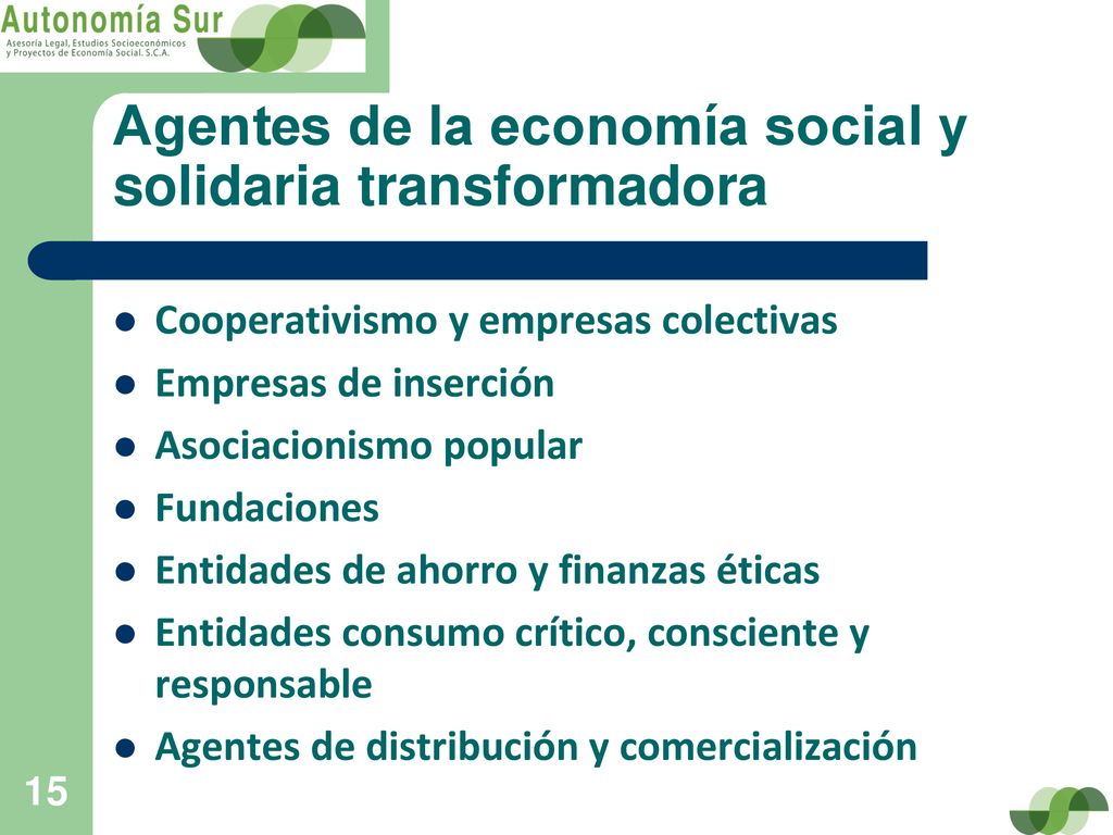 Agentes de la economía social y solidaria transformadora
