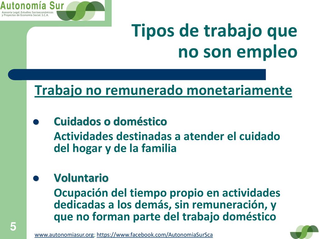 Tipos de trabajo que no son empleo
