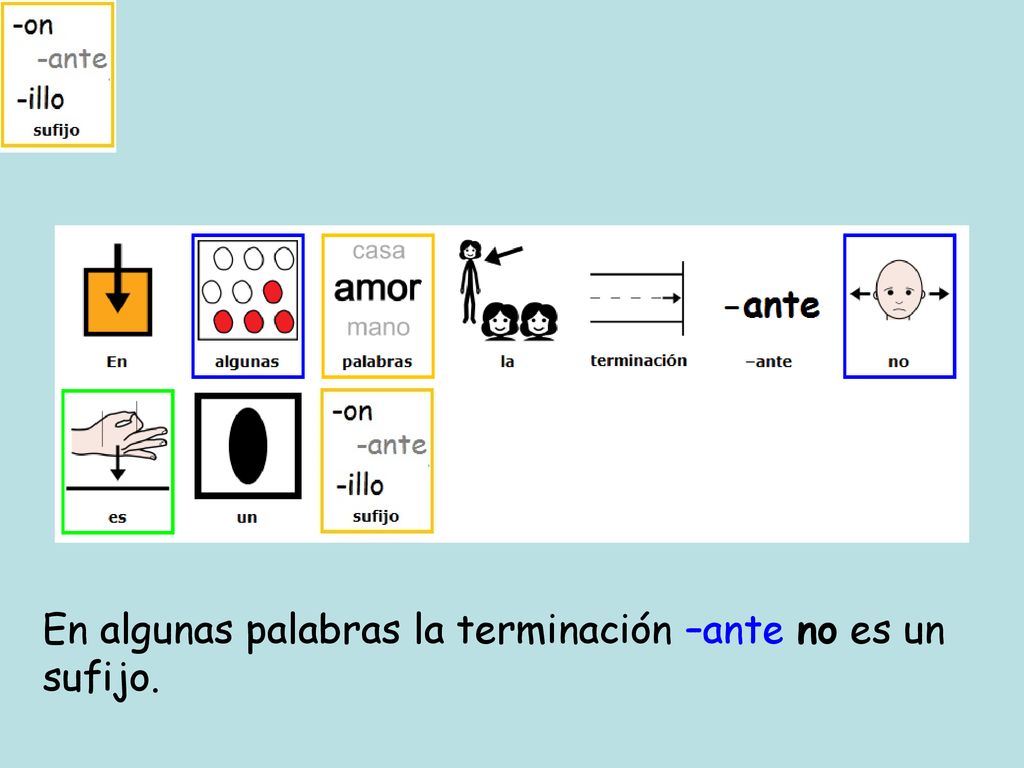 En algunas palabras la terminación –ante no es un sufijo.