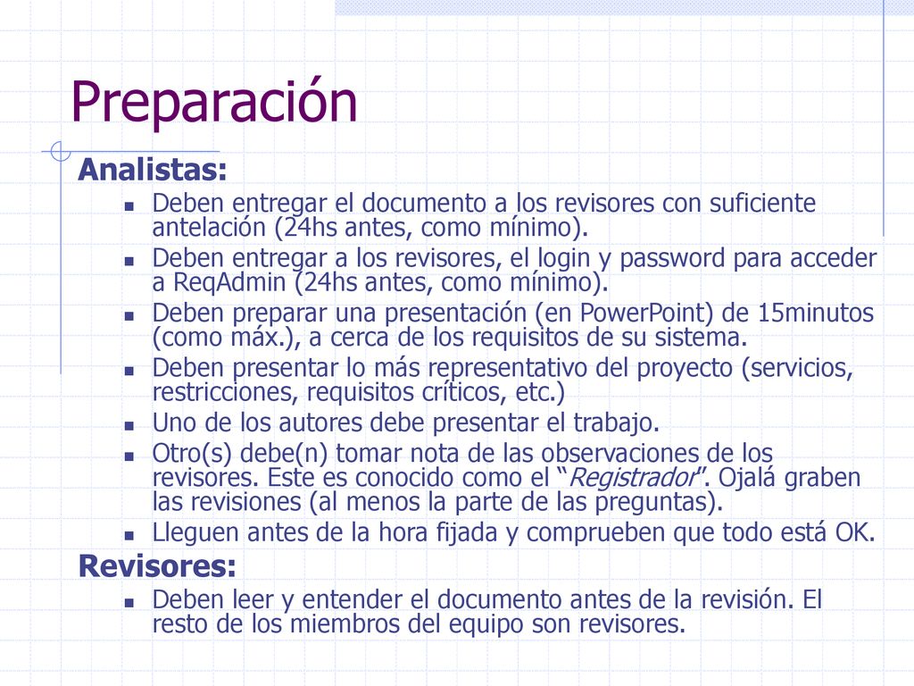 Preparación Analistas: Revisores: