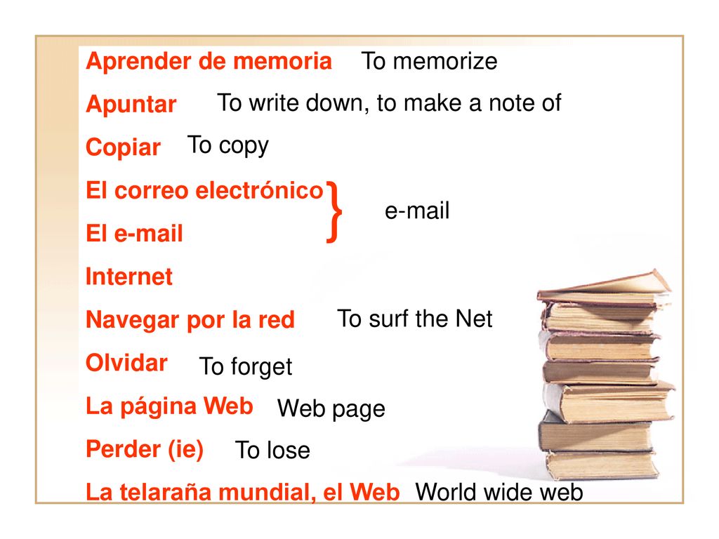} Aprender de memoria Apuntar Copiar El correo electrónico El