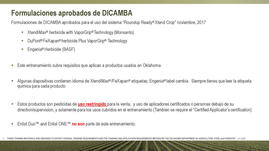 Uso Restringido para ‘Dicamba’ - ppt descargar