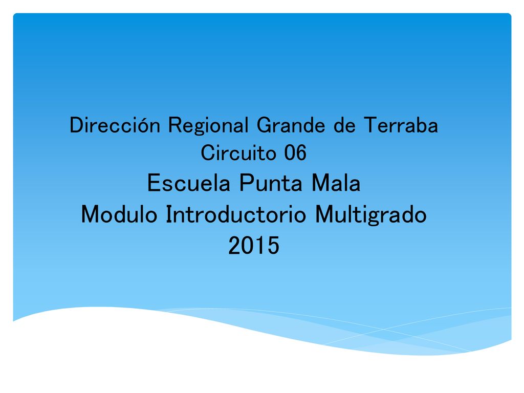 Dirección Regional Grande de Terraba Circuito 06 Escuela Punta Mala Modulo Introductorio Multigrado 2015