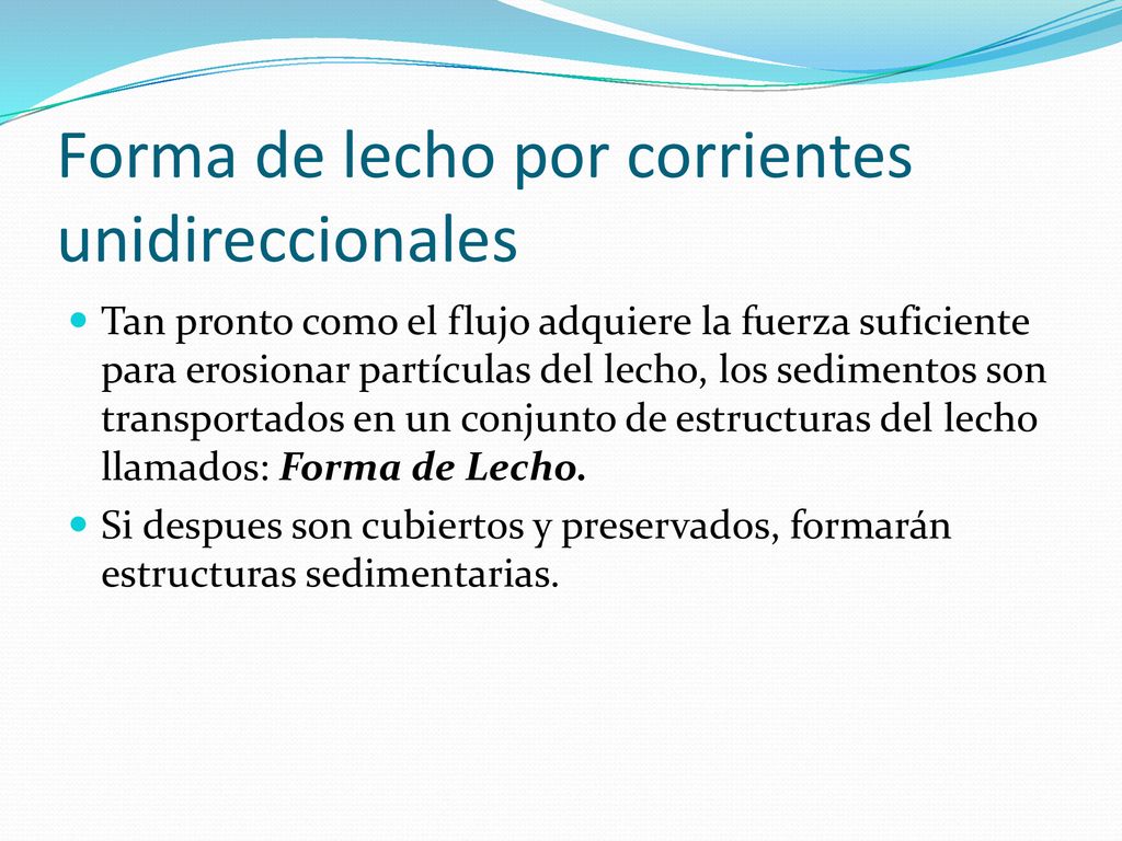 Forma de lecho por corrientes unidireccionales