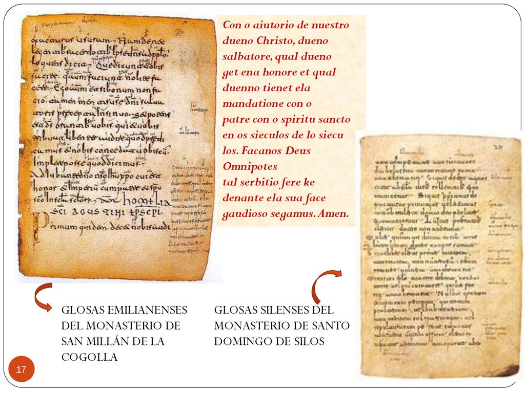 Con o aiutorio de nuestro dueno Christo, dueno salbatore, qual dueno get ena honore et qual duenno tienet ela mandatione con o patre con o spiritu sancto en os sieculos de lo siecu los. Facanos Deus Omnipotes tal serbitio fere ke denante ela sua face gaudioso segamus. Amen.