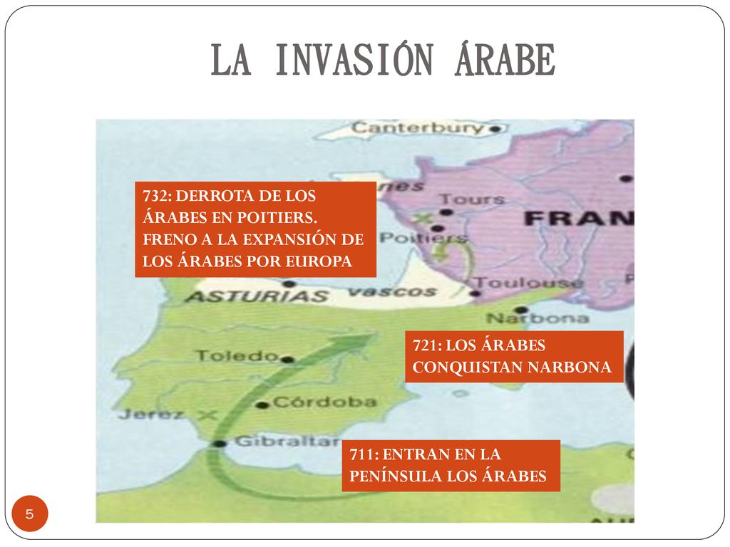 LA INVASIÓN ÁRABE 732: DERROTA DE LOS ÁRABES EN POITIERS. FRENO A LA EXPANSIÓN DE LOS ÁRABES POR EUROPA.