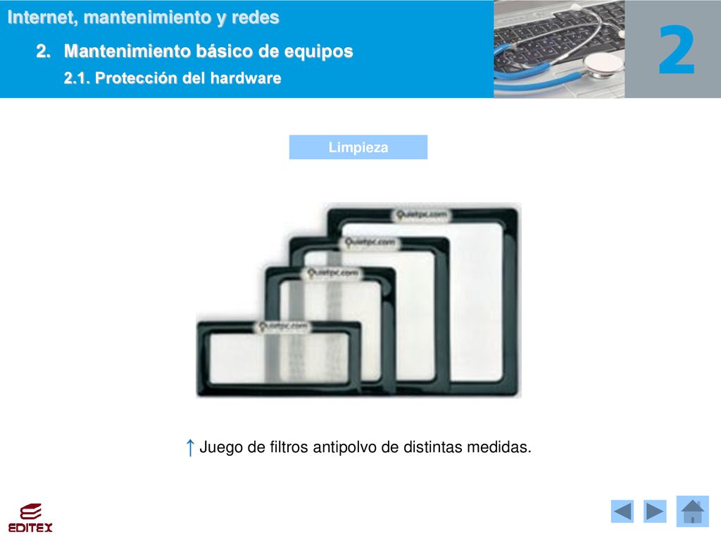 ↑ Juego de filtros antipolvo de distintas medidas.