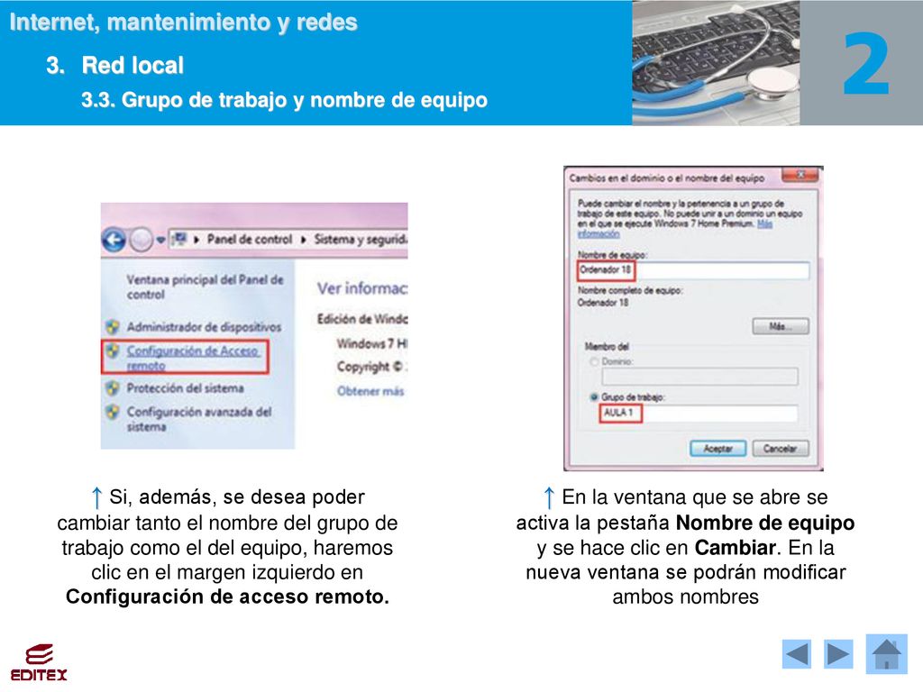 3. Red local 3.3. Grupo de trabajo y nombre de equipo.