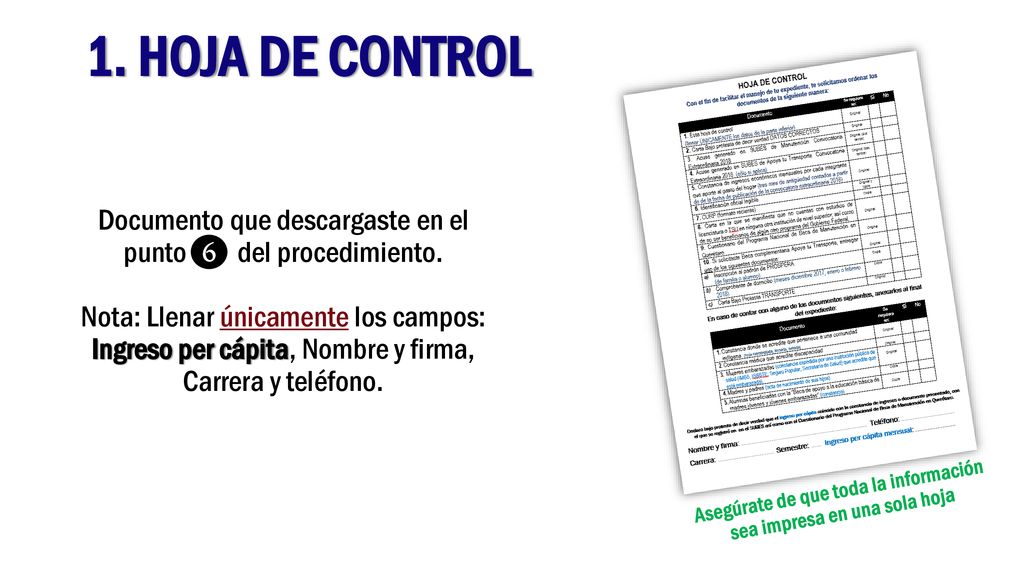 Asegúrate de que toda la información sea impresa en una sola hoja
