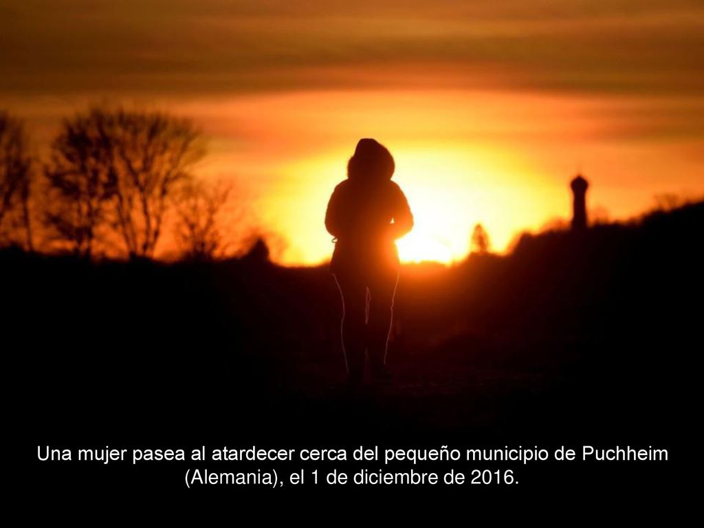 Una mujer pasea al atardecer cerca del pequeño municipio de Puchheim (Alemania), el 1 de diciembre de 2016.