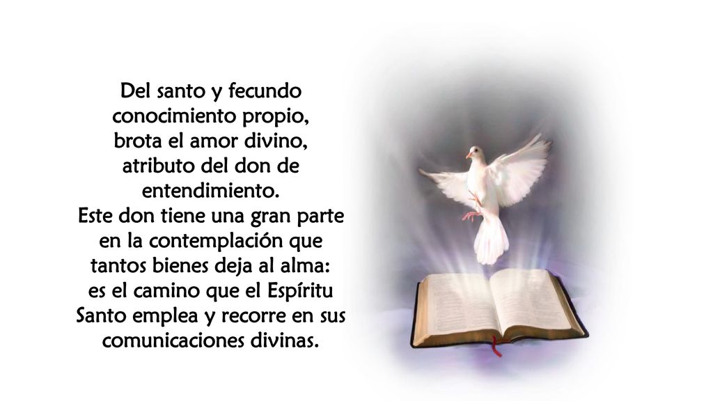 Del santo y fecundo conocimiento propio, brota el amor divino,