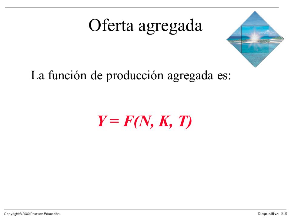 Oferta agregada La función de producción agregada es: Y = F(N, K, T)