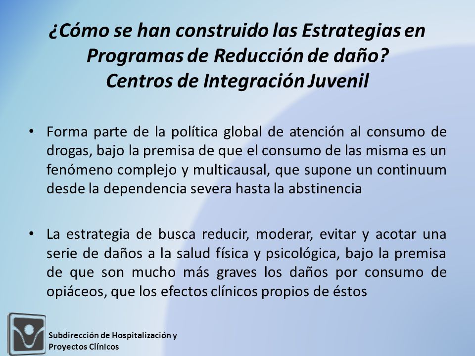 ¿Cómo se han construido las Estrategias en Programas de Reducción de daño Centros de Integración Juvenil