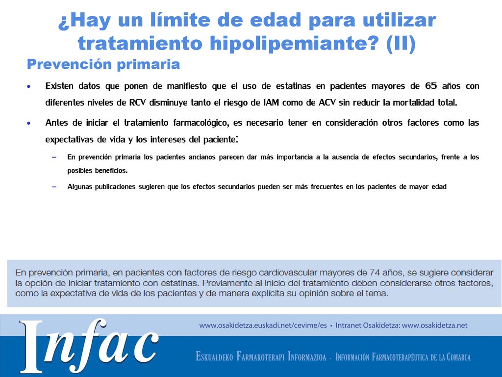 ¿Hay un límite de edad para utilizar tratamiento hipolipemiante (II)