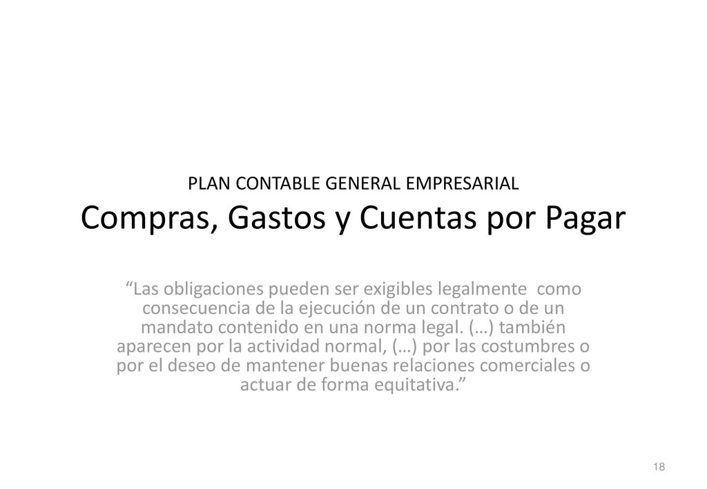 PLAN CONTABLE GENERAL EMPRESARIAL Compras, Gastos y Cuentas por Pagar