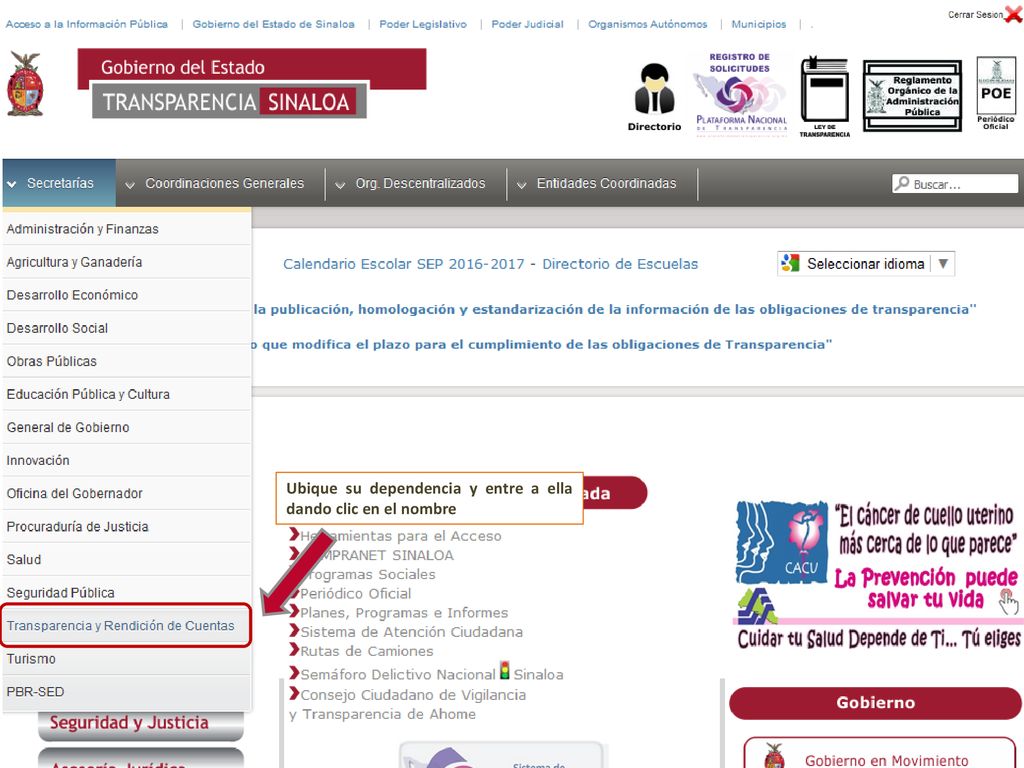 Ubique su dependencia y entre a ella dando clic en el nombre