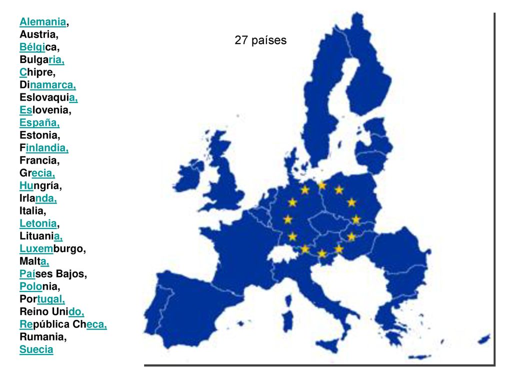27 países Alemania, Austria, Bélgica, Bulgaria, Chipre, Dinamarca,