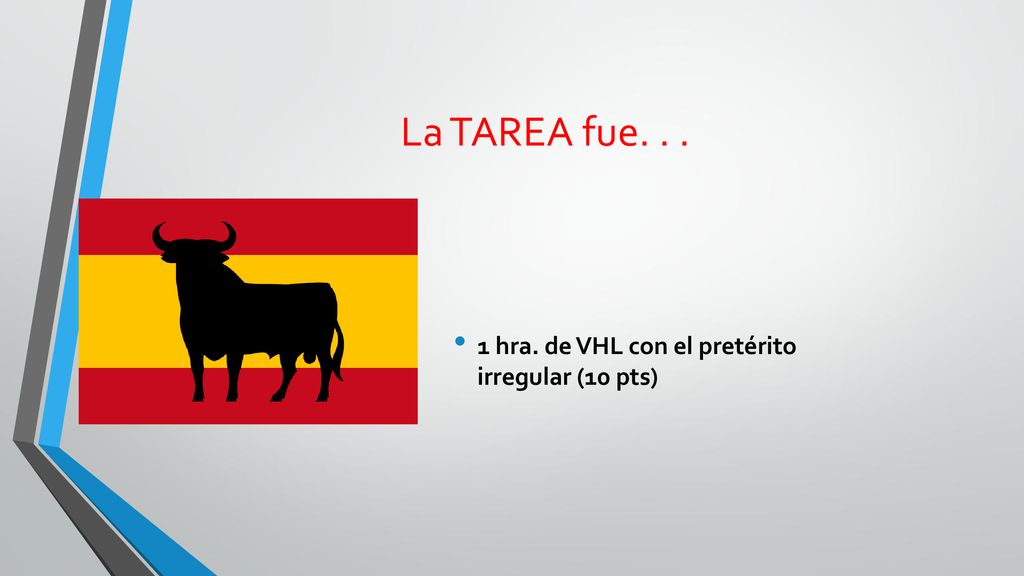 La TAREA fue hra. de VHL con el pretérito irregular (10 pts)