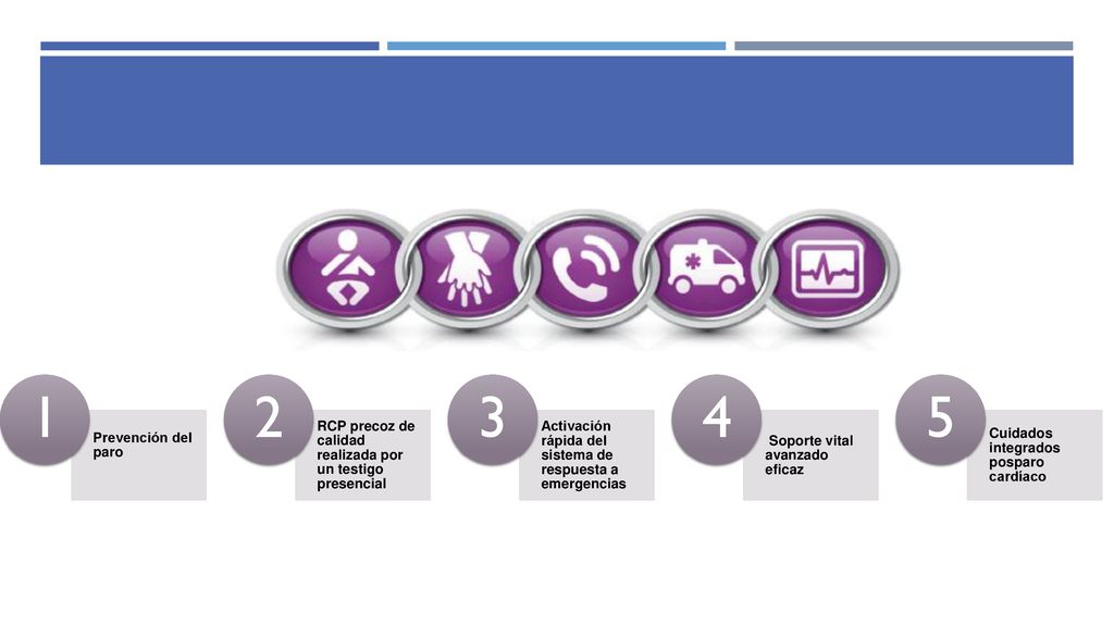 Prevención del paro 1. RCP precoz de calidad realizada por un testigo presencial. 2. Activación rápida del sistema de respuesta a emergencias.