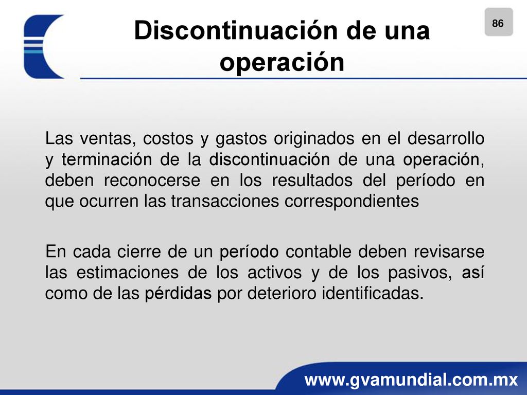 Discontinuación de una operación